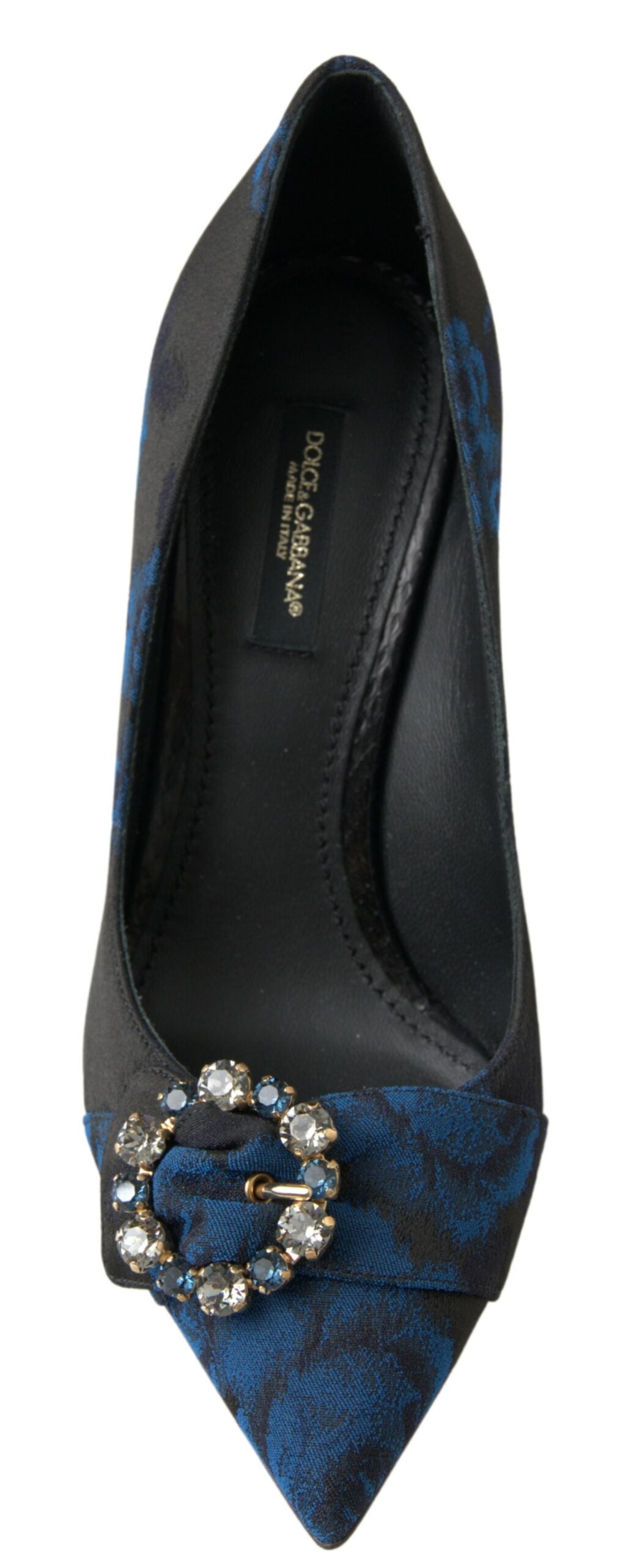 Dolce &amp; Gabbana Blue Floral Ayers Crystal Pumps Shoes