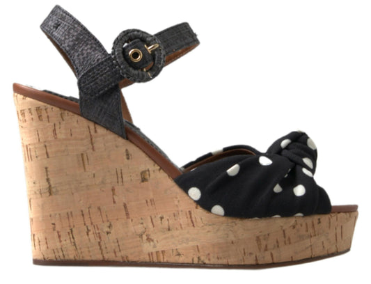 Dolce &amp; Gabbana Chic Chaussures compensées à bride cheville à pois