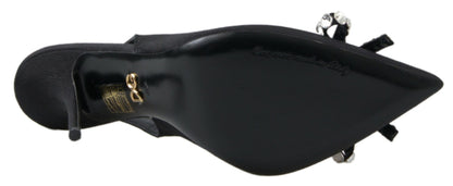 Dolce &amp; Gabbana Black Crystal Embellished Slingback Heel Shoes