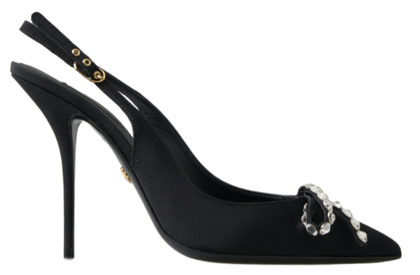 Dolce &amp; Gabbana Black Crystal Embellished Slingback Heel Shoes