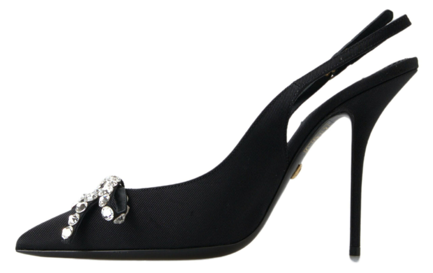 Dolce &amp; Gabbana Black Crystal Embellished Slingback Heel Shoes