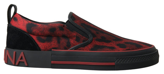 Dolce & Gabbana Red Black Leopard Loafers Sneakers Shoes by Dolce & Gabbana