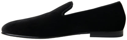 Mocassins élégants en velours noir Dolce &amp; Gabbana pour homme