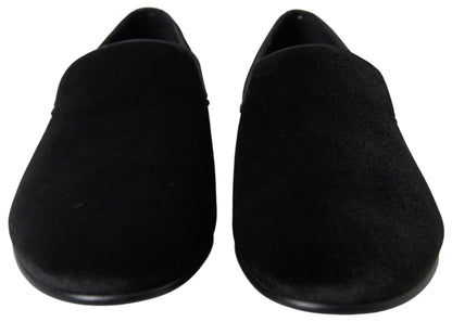 Mocassins élégants en velours noir Dolce &amp; Gabbana pour homme