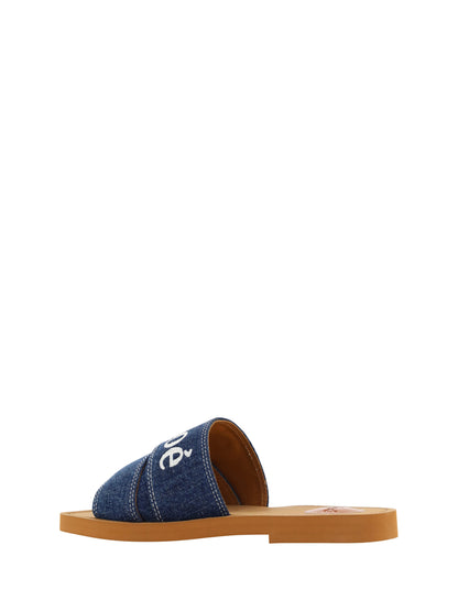 Chloé Sumptuous Cotton Woody Slide Sandals in Denim Blue by Chloé