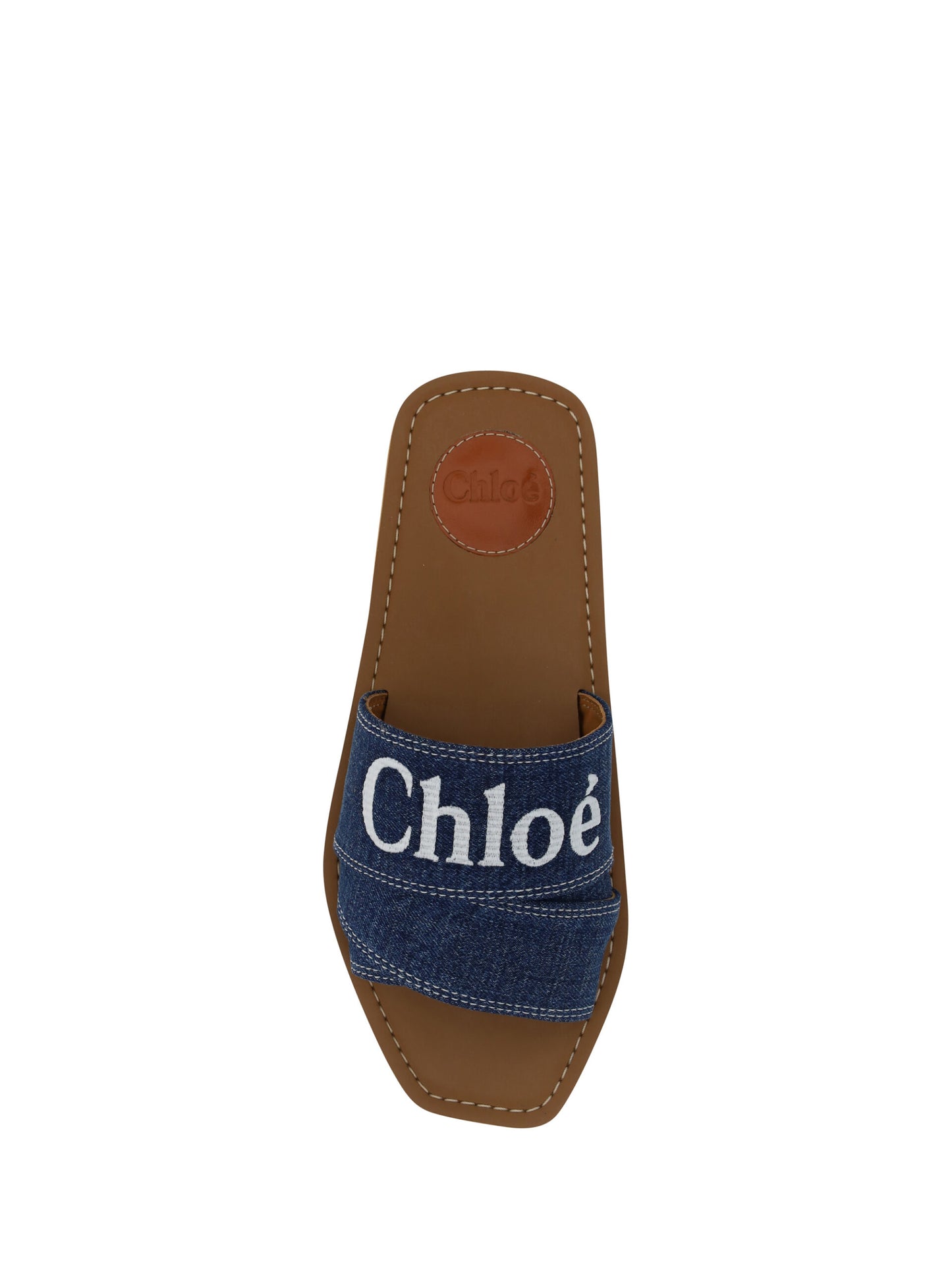 Chloé Sumptuous Cotton Woody Slide Sandals in Denim Blue by Chloé