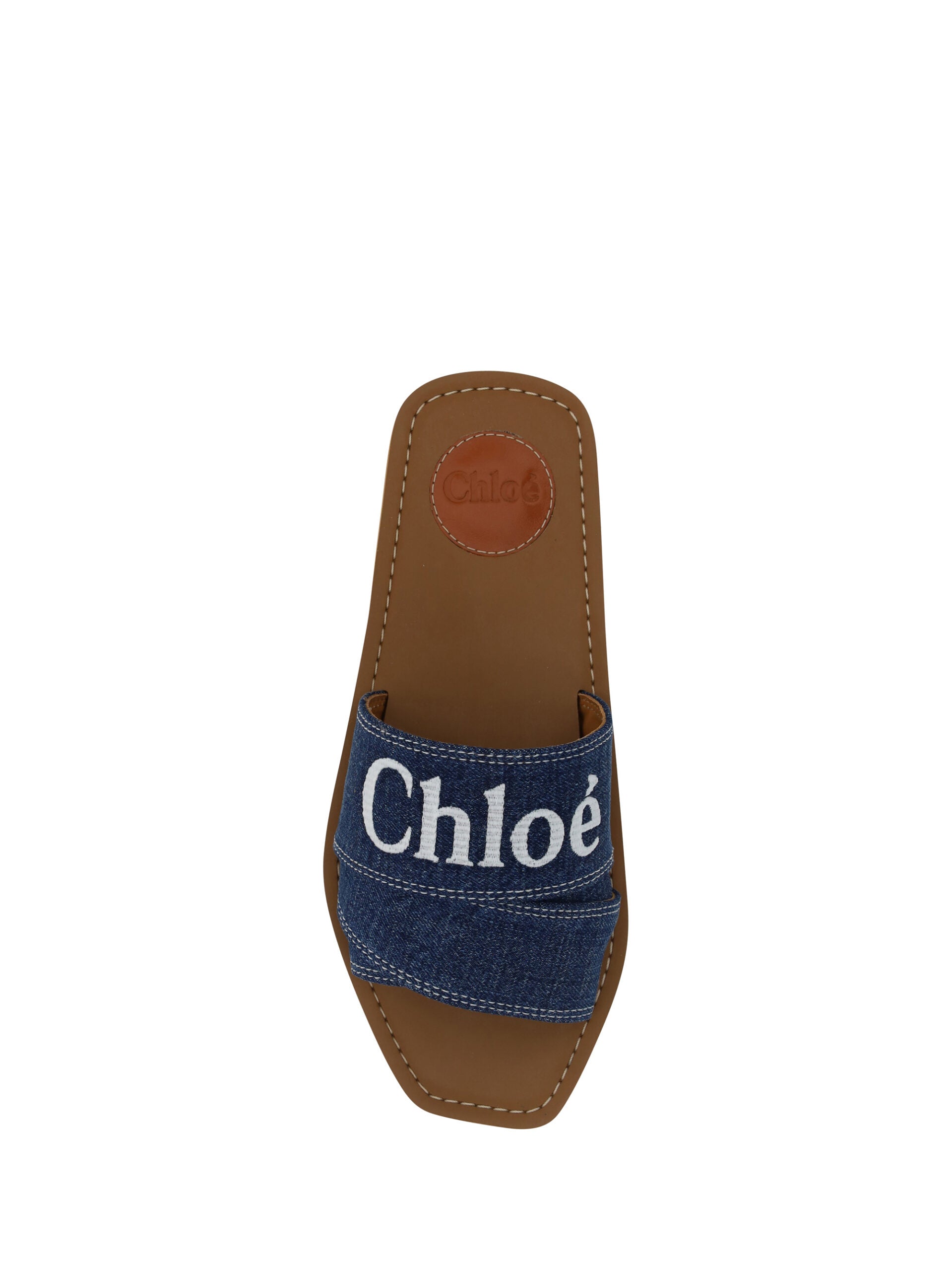 Chloé Sumptuous Cotton Woody Slide Sandals in Denim Blue by Chloé