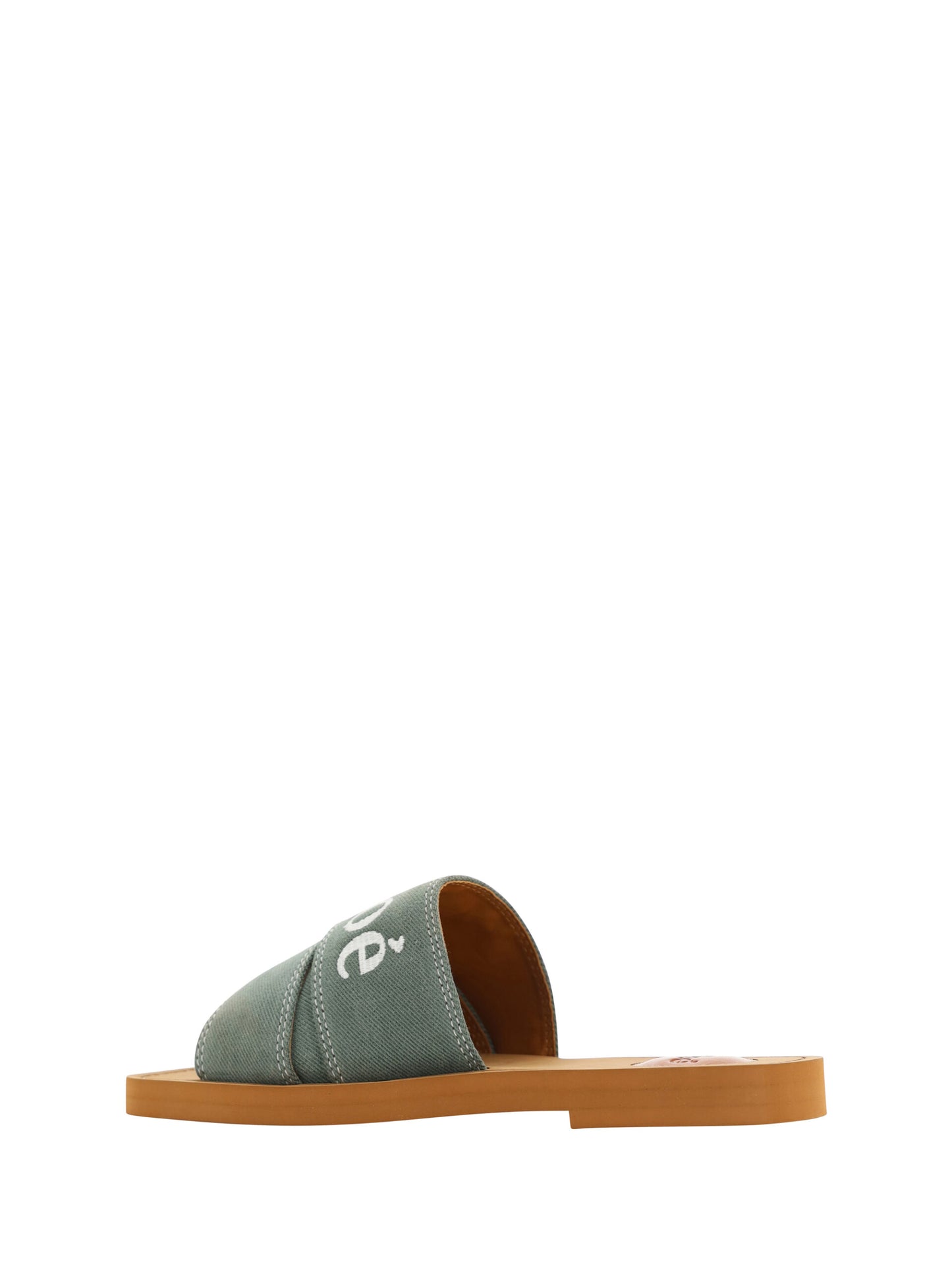 Chloé Elegant Forest Green Cotton Slides by Chloé