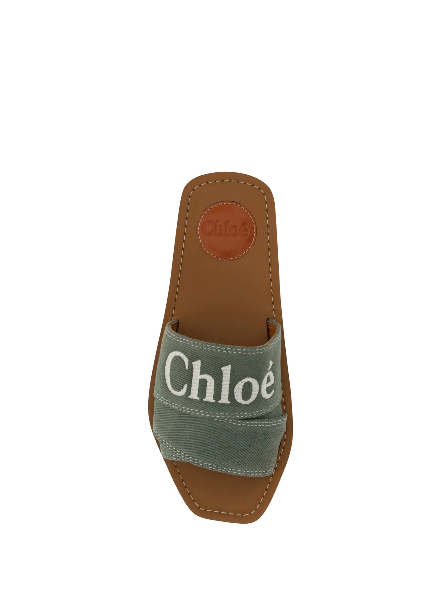 Chloé Elegant Forest Green Cotton Slides by Chloé