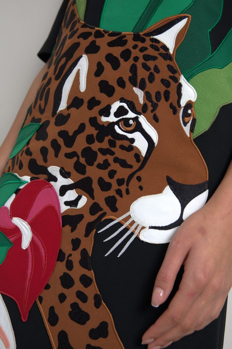 Dolce & Gabbana Black Tiger Jungle Print Sheath Stretch Dress by Dolce & Gabbana