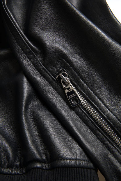 Dolce &amp; Gabbana Élégant blouson aviateur en cuir noir