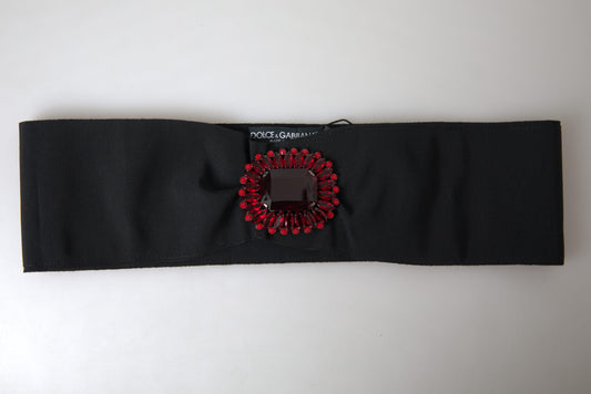Dolce &amp; Gabbana Black Crystal Brass Wide Waist Runway Belt