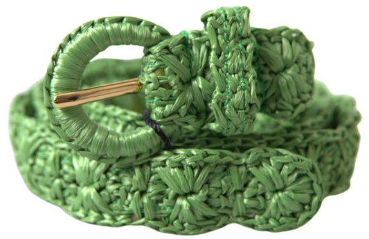 Dolce &amp; Gabbana Green Viscose Weaved Skinny Waist Belt