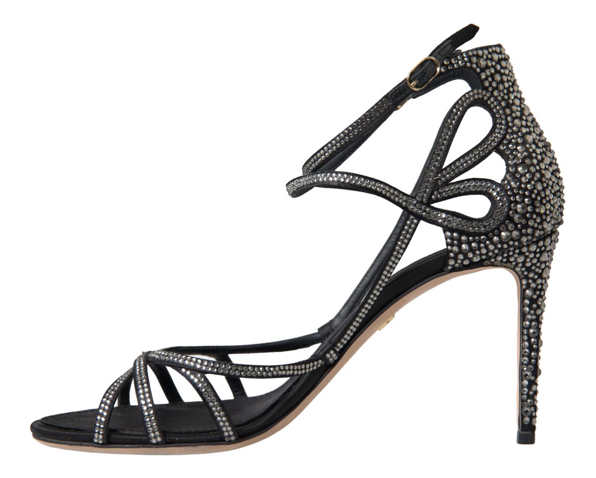 Dolce &amp; Gabbana Rhinestone Stiletto Sandal Satin Shoes