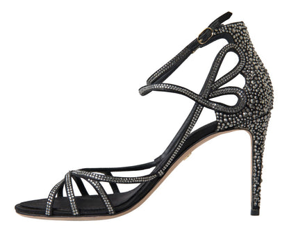 Dolce &amp; Gabbana Rhinestone Stiletto Sandal Satin Shoes