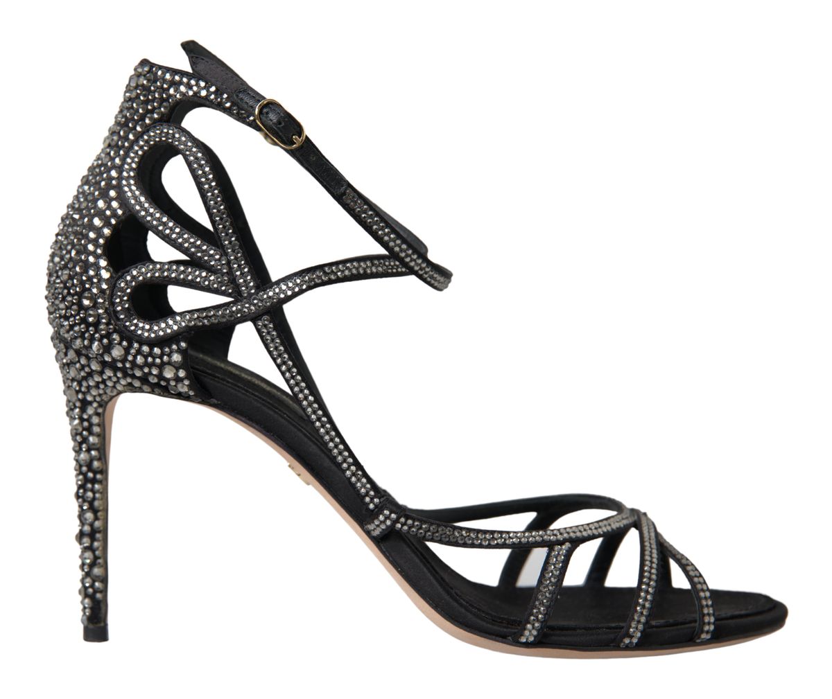 Dolce &amp; Gabbana Rhinestone Stiletto Sandal Satin Shoes