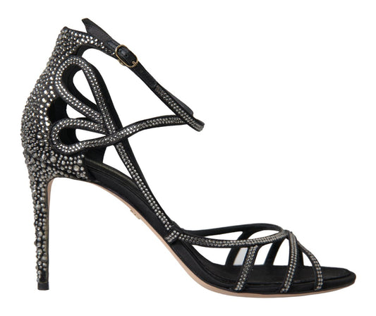 Dolce &amp; Gabbana Rhinestone Stiletto Sandal Satin Shoes