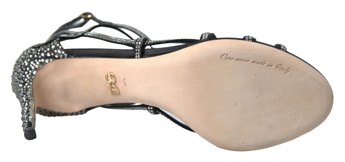 Dolce &amp; Gabbana Rhinestone Stiletto Sandal Satin Shoes