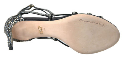 Dolce &amp; Gabbana Rhinestone Stiletto Sandal Satin Shoes