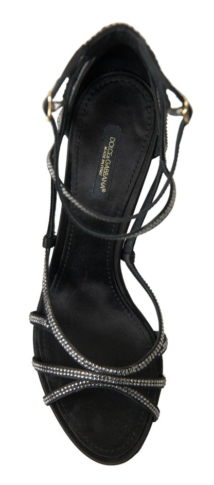 Dolce &amp; Gabbana Rhinestone Stiletto Sandal Satin Shoes