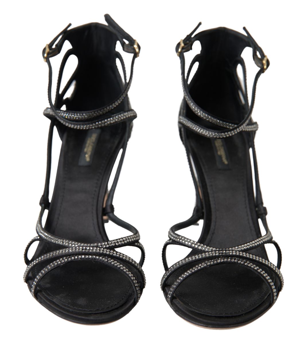 Dolce &amp; Gabbana Rhinestone Stiletto Sandal Satin Shoes