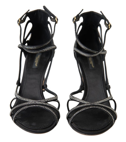 Dolce &amp; Gabbana Rhinestone Stiletto Sandal Satin Shoes