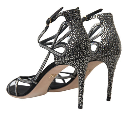 Dolce &amp; Gabbana Rhinestone Stiletto Sandal Satin Shoes