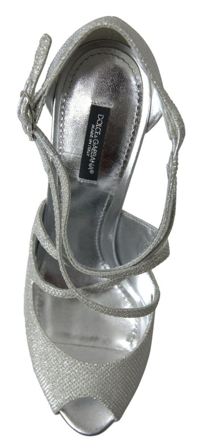 Dolce &amp; Gabbana Silver Shimmers Sandals Heel Pumps Shoes