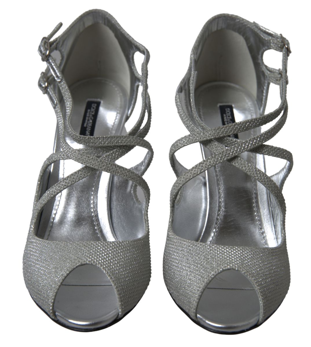 Dolce &amp; Gabbana Silver Shimmers Sandals Heel Pumps Shoes