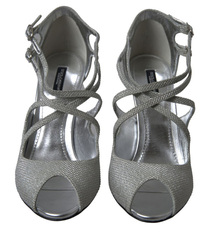 Dolce &amp; Gabbana Silver Shimmers Sandals Heel Pumps Shoes
