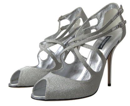 Dolce &amp; Gabbana Silver Shimmers Sandals Heel Pumps Shoes
