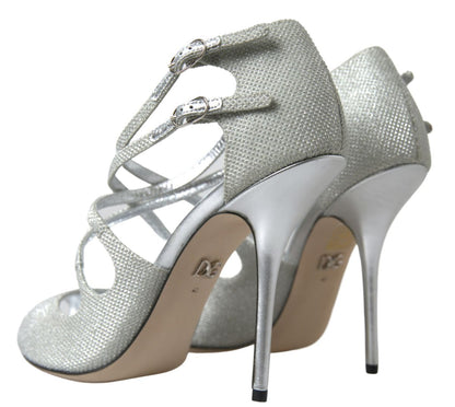 Dolce &amp; Gabbana Silver Shimmers Sandals Heel Pumps Shoes