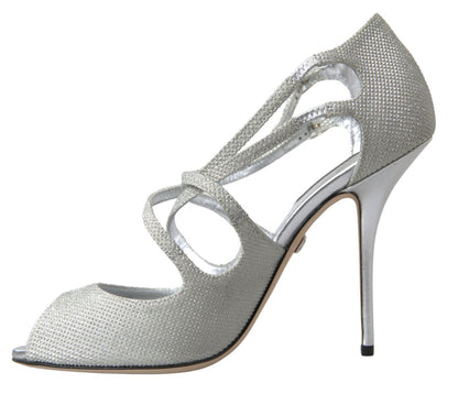 Dolce &amp; Gabbana Silver Shimmers Sandals Heel Pumps Shoes