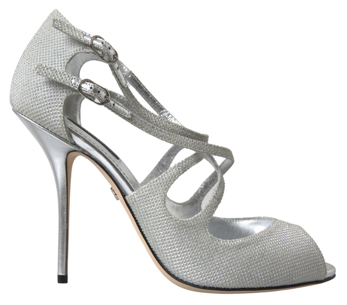 Dolce &amp; Gabbana Silver Shimmers Sandals Heel Pumps Shoes