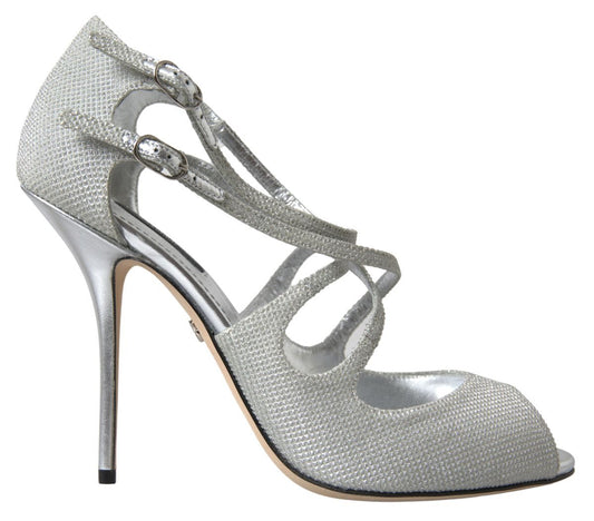 Dolce &amp; Gabbana Silver Shimmers Sandals Heel Pumps Shoes
