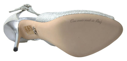 Dolce &amp; Gabbana Silver Shimmers Sandals Heel Pumps Shoes