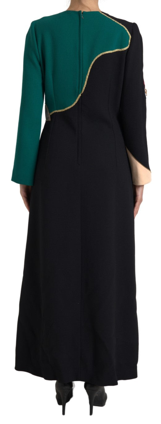 Dolce & Gabbana Multicolor Long Sleeves A-line Maxi Dress by Dolce & Gabbana