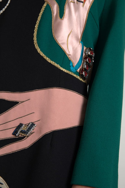 Dolce & Gabbana Multicolor Long Sleeves A-line Maxi Dress by Dolce & Gabbana