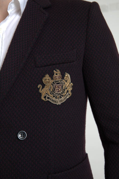 Blazer croisé violet élégant en laine Dolce &amp; Gabbana