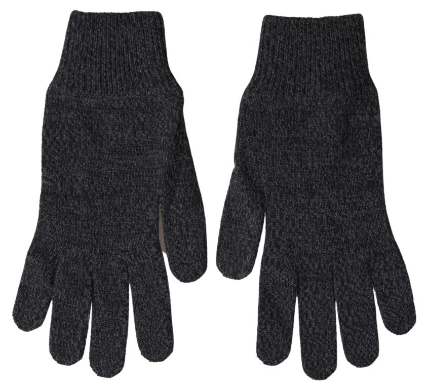 Dolce &amp; Gabbana Gray Virgin Wool Knit Hands Mitten Men Gloves
