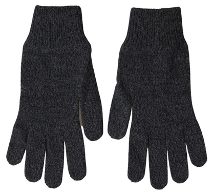Dolce &amp; Gabbana Gray Virgin Wool Knit Hands Mitten Men Gloves