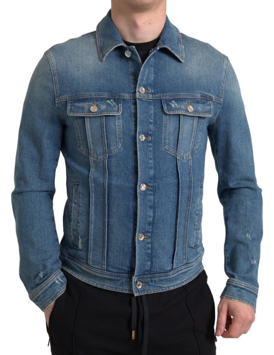 Veste élégante en denim bleu stretch Dolce &amp; Gabbana