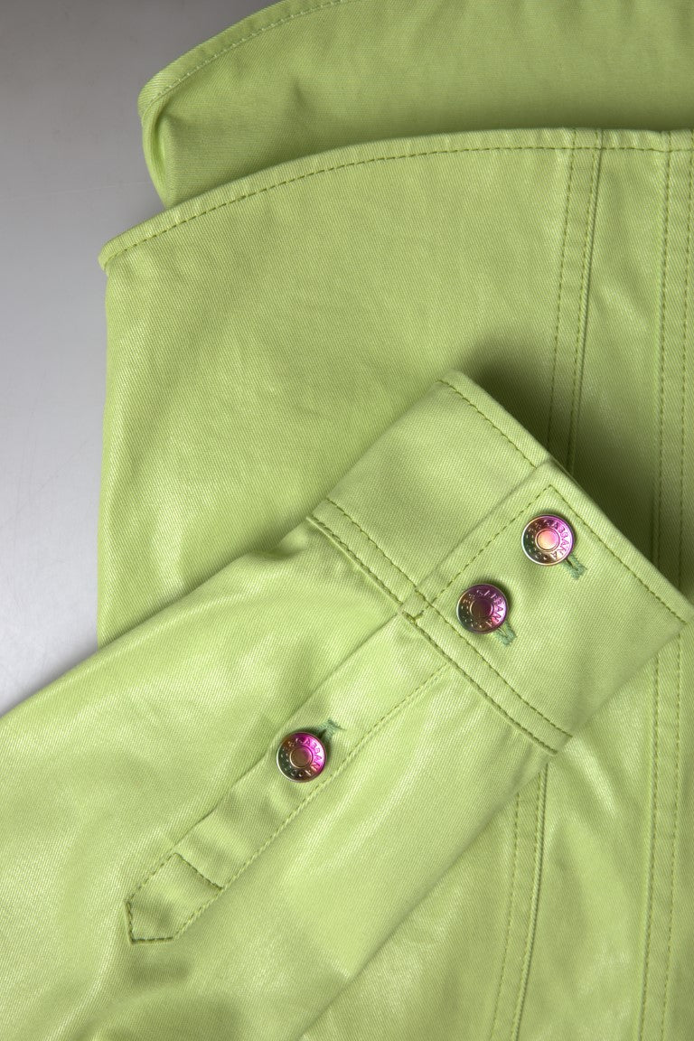 Dolce & Gabbana Green Cotton Collared Button Down Shirt by Dolce & Gabbana