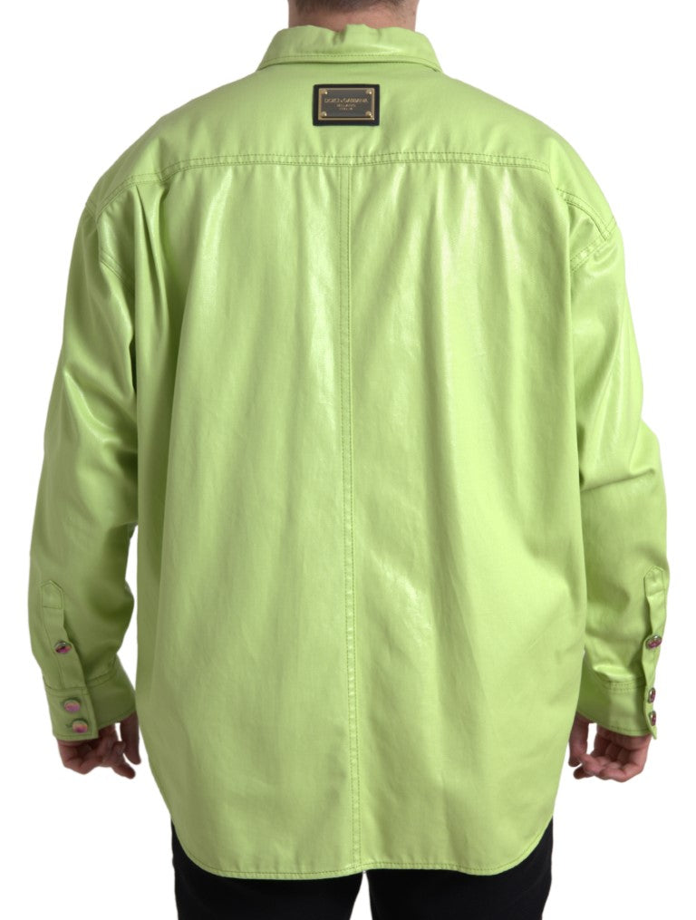 Dolce & Gabbana Green Cotton Collared Button Down Shirt by Dolce & Gabbana
