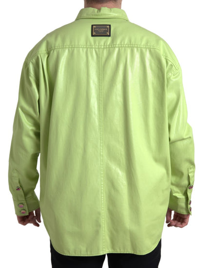 Dolce & Gabbana Green Cotton Collared Button Down Shirt by Dolce & Gabbana