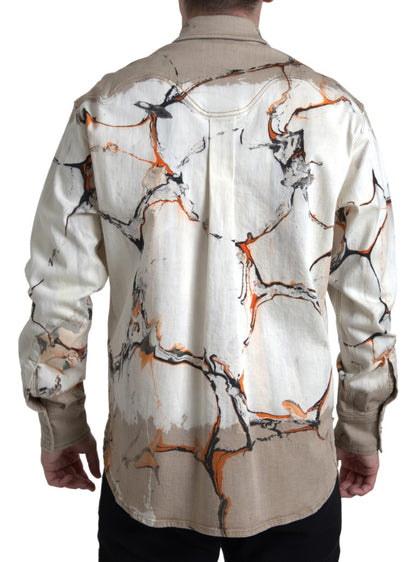 Dolce & Gabbana Multicolor Cotton Collared Denim Shirt by Dolce & Gabbana