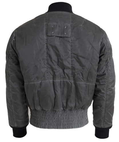 MM6 Maison Margiela Élégant blouson aviateur gris avec fermeture éclair intégrale