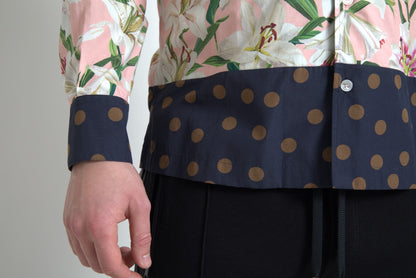 Dolce & Gabbana Cotton Polka Dot Lily Print Collared Shirt by Dolce & Gabbana
