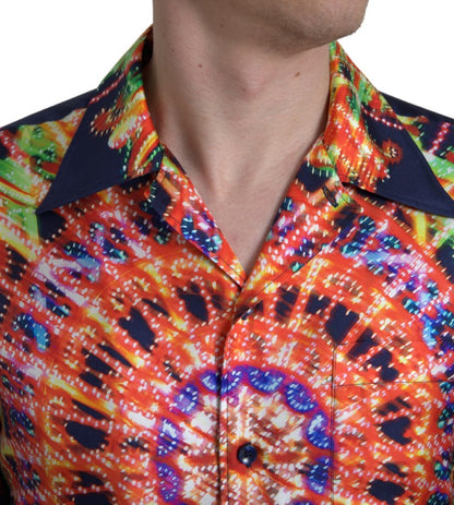 Dolce & Gabbana Multicolor Luminarie Print Men Shirt Silk by Dolce & Gabbana