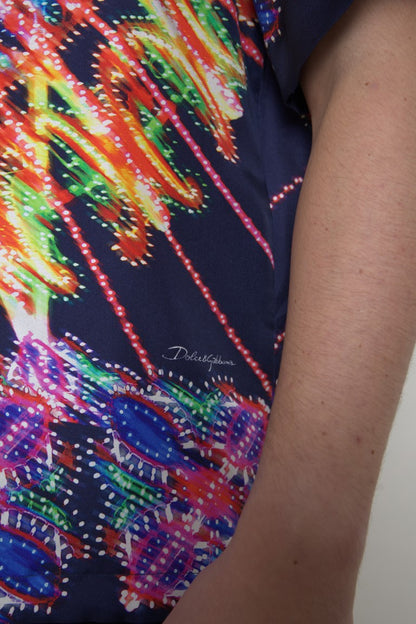 Dolce & Gabbana Multicolor Luminarie Print Men Shirt Silk by Dolce & Gabbana